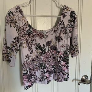 Guess 3/4 Sleeve Crop Floral Blouse